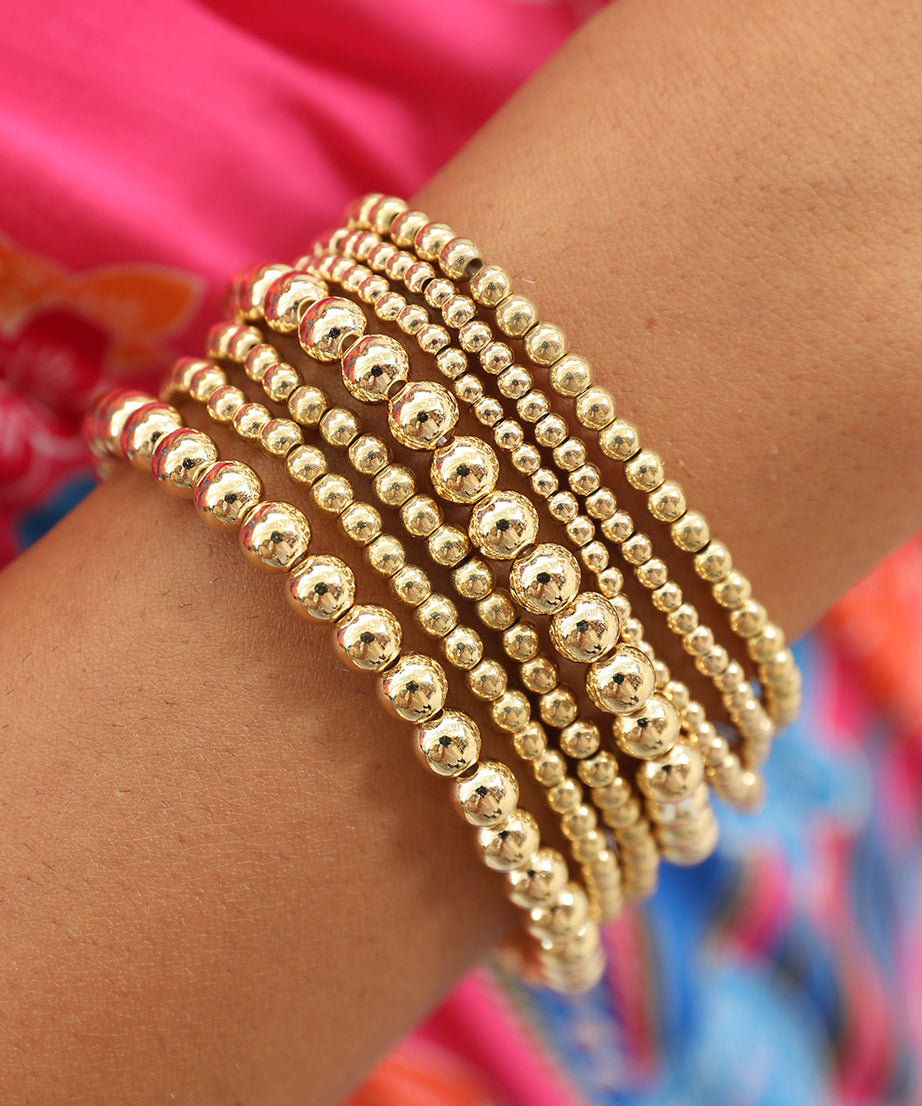 Gold 7pcs Set Minimalist Beaded Luxury Bracelet Set