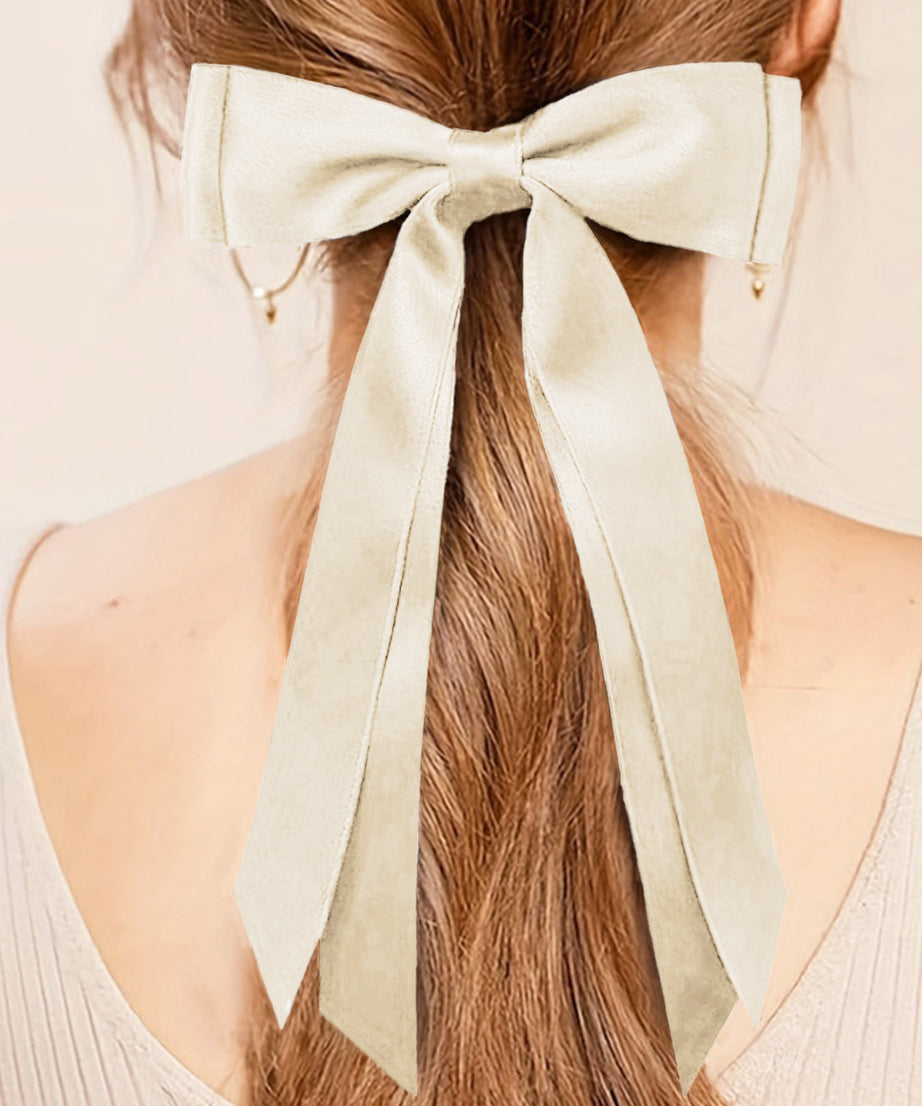 White Elegant Double Bow Hair Clip