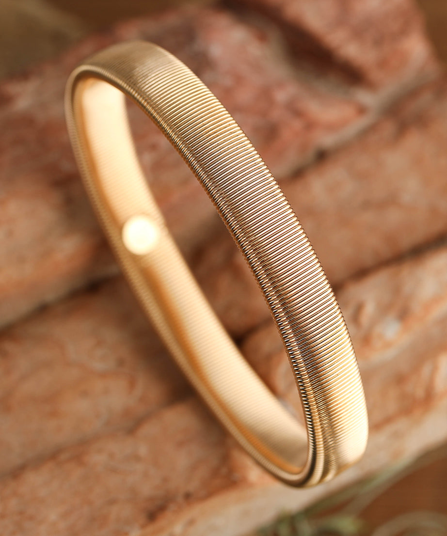 Gold Stretchy Metal Wide Bangle