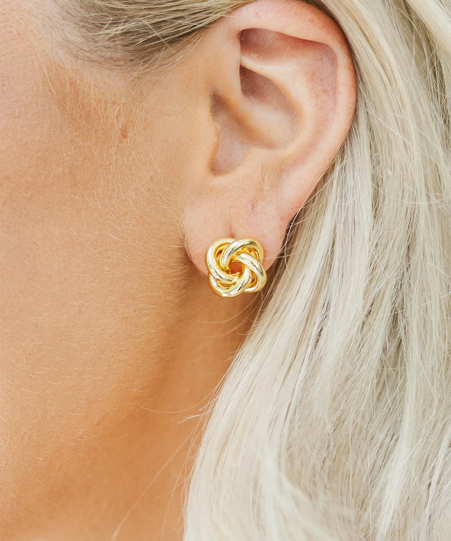 Gold Minimalism Knotted Stud Earrings