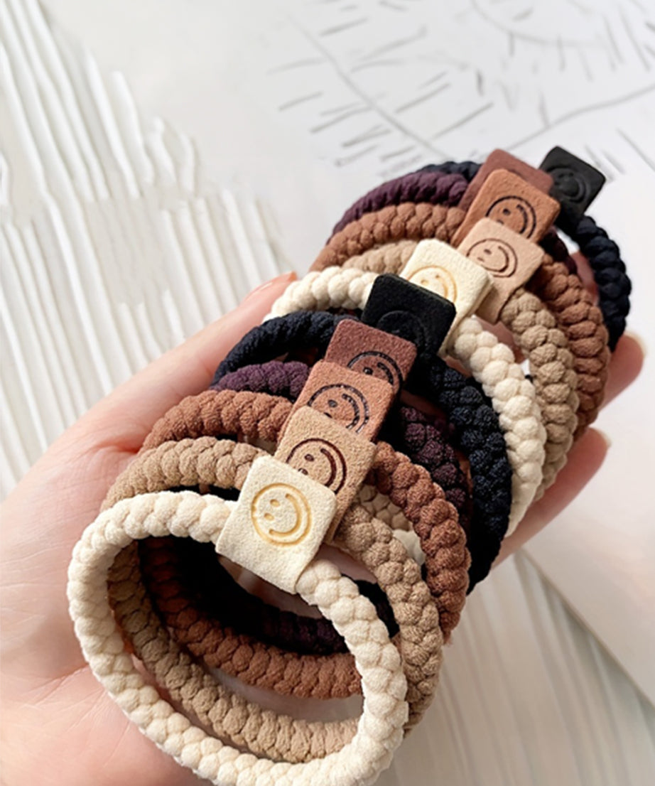 Chestnut 5pcs Smile Face Decor Braided Hairband